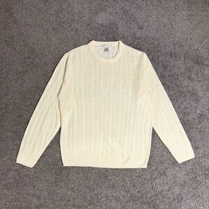 Geoffrey Beene Men's Cotton Cable Knit Sweater XL Cream